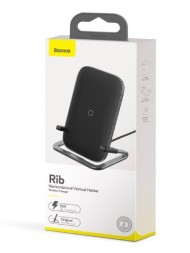 Беспроводное зарядное устройство Baseus Rib Horizontal and Vertical Holder Wireless Charging 15W черный