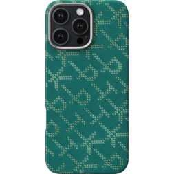 Чехол для iPhone 16 Pro Pitaka Monogram PTK Tactile Woven (зелено-золотой)