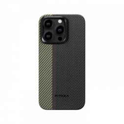 Чехол для iPhone 15 Pro Pitaka Fusion Weaving MagEZ Case 4 Overture кевлар (черно-серый)