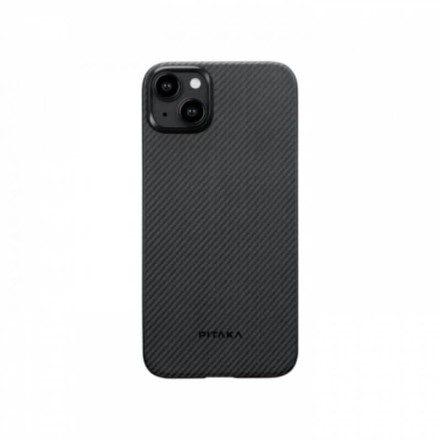 Чехол для iPhone 15 Plus Pitaka MagEZ Case 4 узкое плетение кевлар (черно-серый)